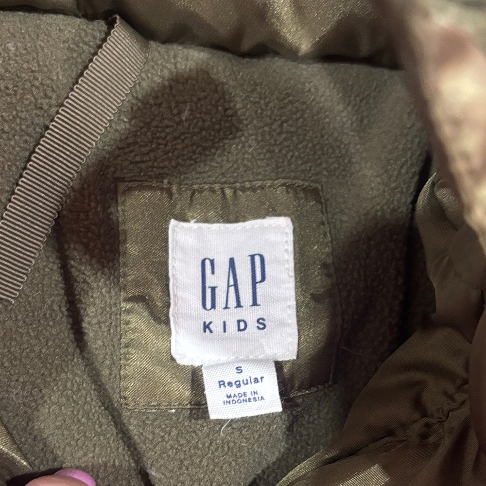 GAP Kids Olive Puffer Jacket with Fleece Lining